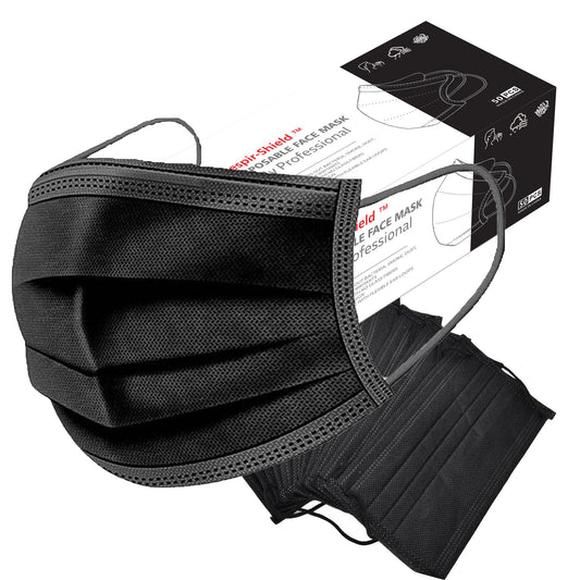 Respir-Shield™ 150PCS - 3 PLY Black Non-Medical Disposable Face Masks;  Comfortable Elastic Ear loops Face Masks;  Breathable for Daily Protection Air Pollution;  Dust-proof