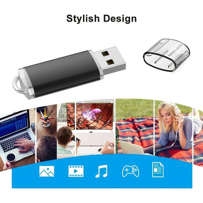 TOPESEL 5 Pack 16GB/32GB/64GB USB 2.0 Flash Drive Memory Stick Thumb Drives (5 Mixed Colors: Black Blue Green Red Silver)