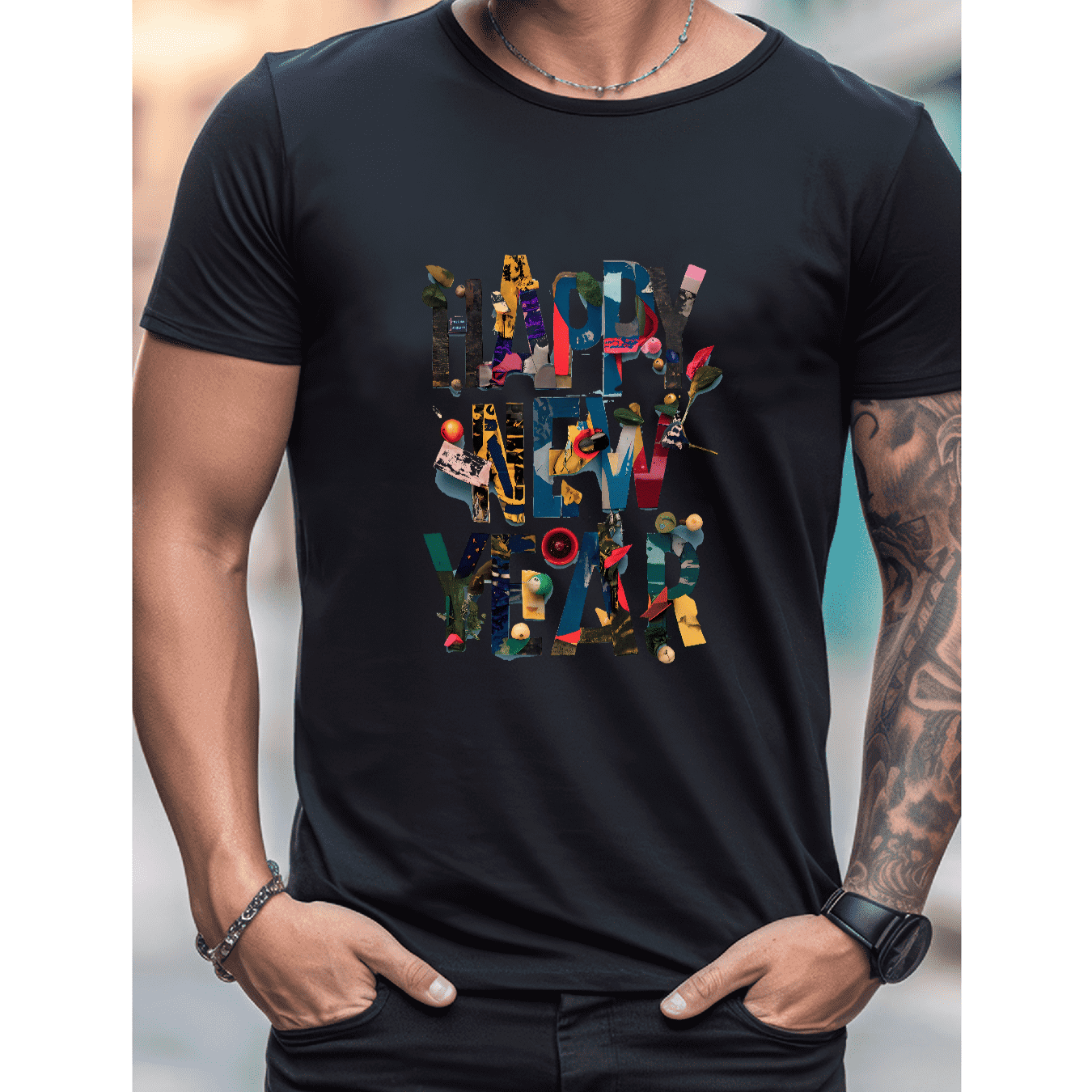 2025 New Year Cotton T-Shirt for Men - Stylish & Comfortable Short Sleeve Tee for All Seasons