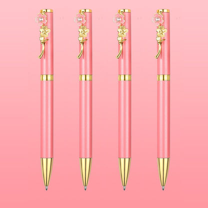 4pcs Ballpoint Pens,Fine Point Smooth Writing Pens,Metal Twist Pretty Pens For Journaling, 1.0 Mm Medium Point Black Ink Cute Pens,Office Supplies Fancy Pen Sets For Women&Men Gift