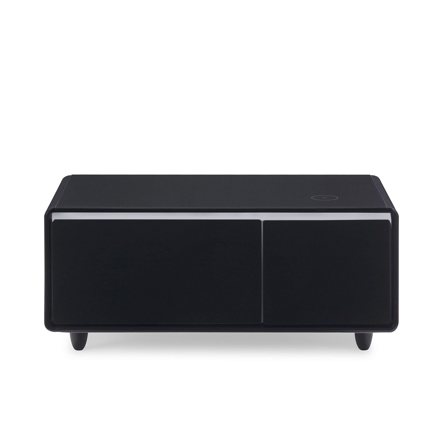 Modern Smart mini Coffee Table with Built in Fridge;  Outlet protection; Wireless charging module; Mechanical temperature control; Power socket; USB interface And power interface.