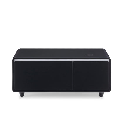 Modern Smart mini Coffee Table with Built in Fridge;  Outlet protection; Wireless charging module; Mechanical temperature control; Power socket; USB interface And power interface.