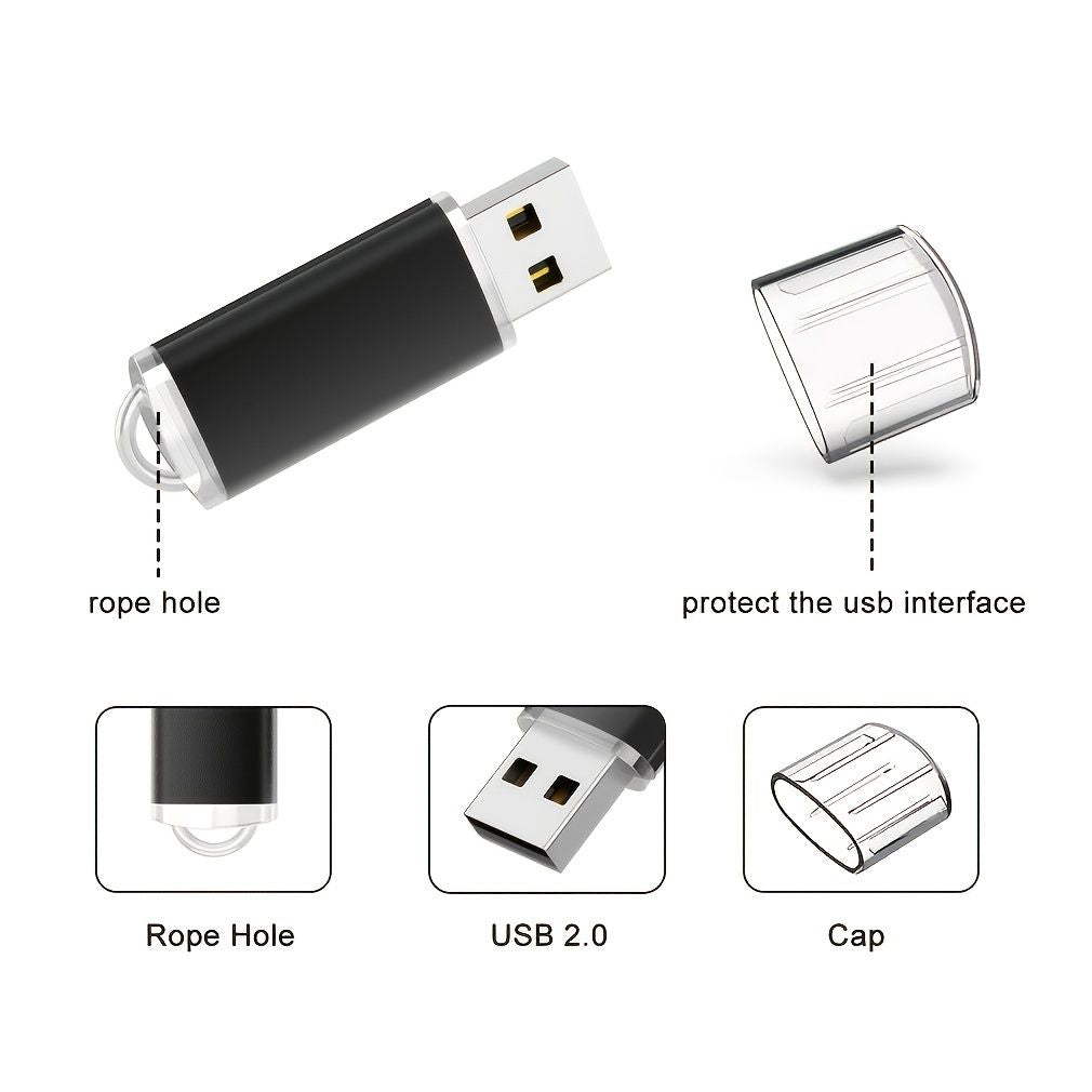 TOPESEL 5 Pack 16GB/32GB/64GB USB 2.0 Flash Drive Memory Stick Thumb Drives (5 Mixed Colors: Black Blue Green Red Silver)