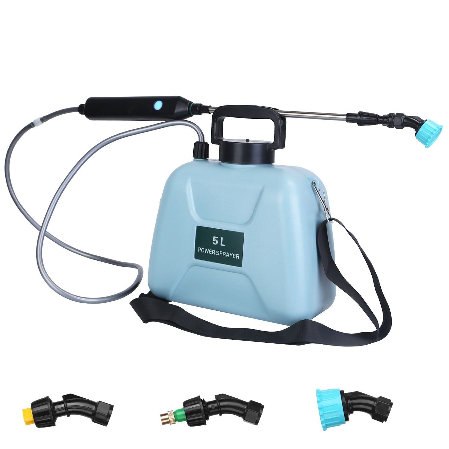 5L/1.3Gallon Electric Plant Sprayer Telescopic Rechargeable Garden Sprayer Automatic Handheld Sprayer with 3 Spray Spouts Shoulder Strap for Cleaning Sterilization