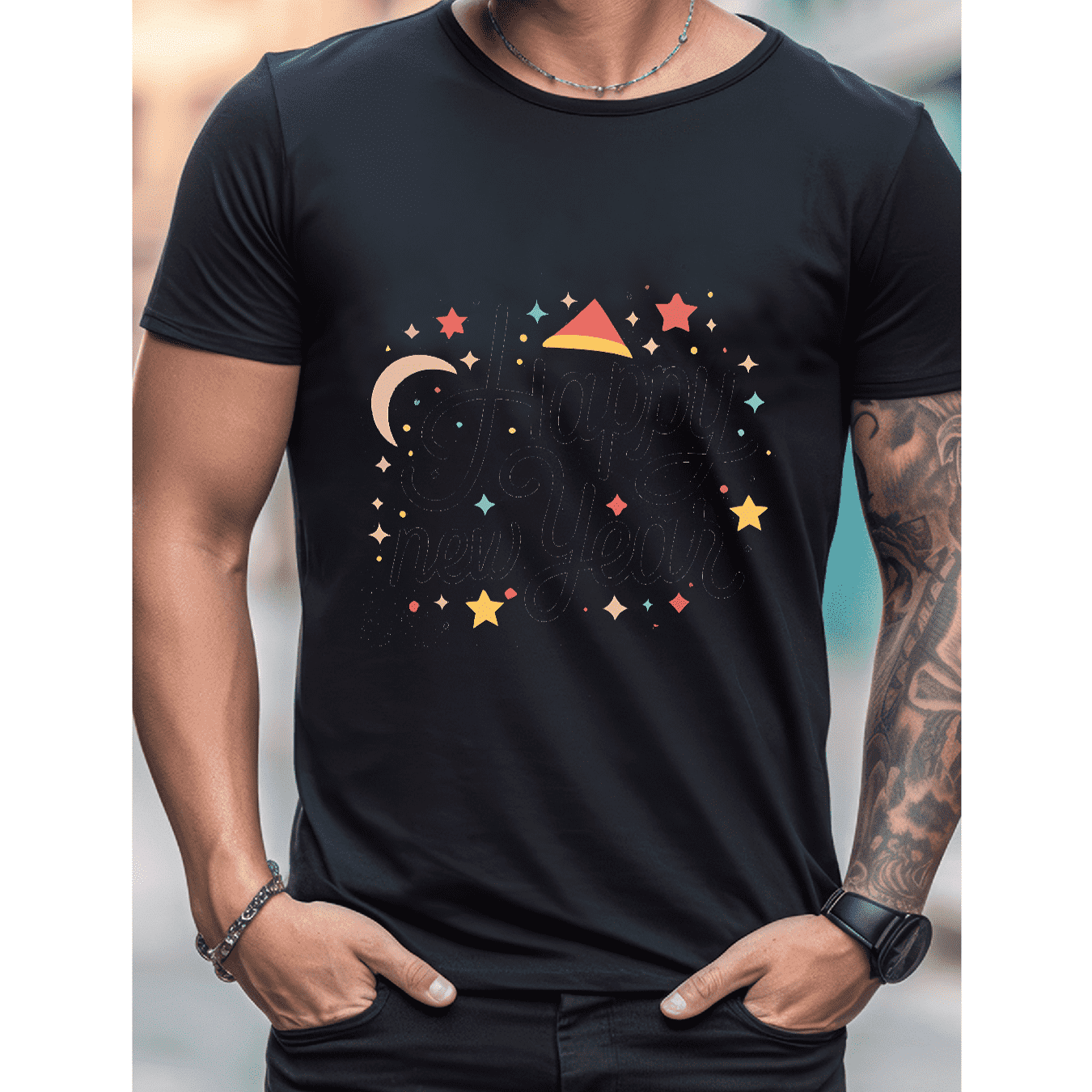 2025 New Year Cotton T-Shirt for Men - Stylish & Comfortable Short Sleeve Tee for All Seasons