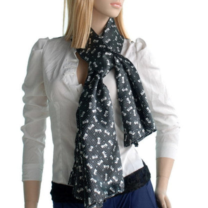 Blando Black Lovely Bowknot Design Natural Elegant Silk Scarf/Wrap/Shawl(Small)