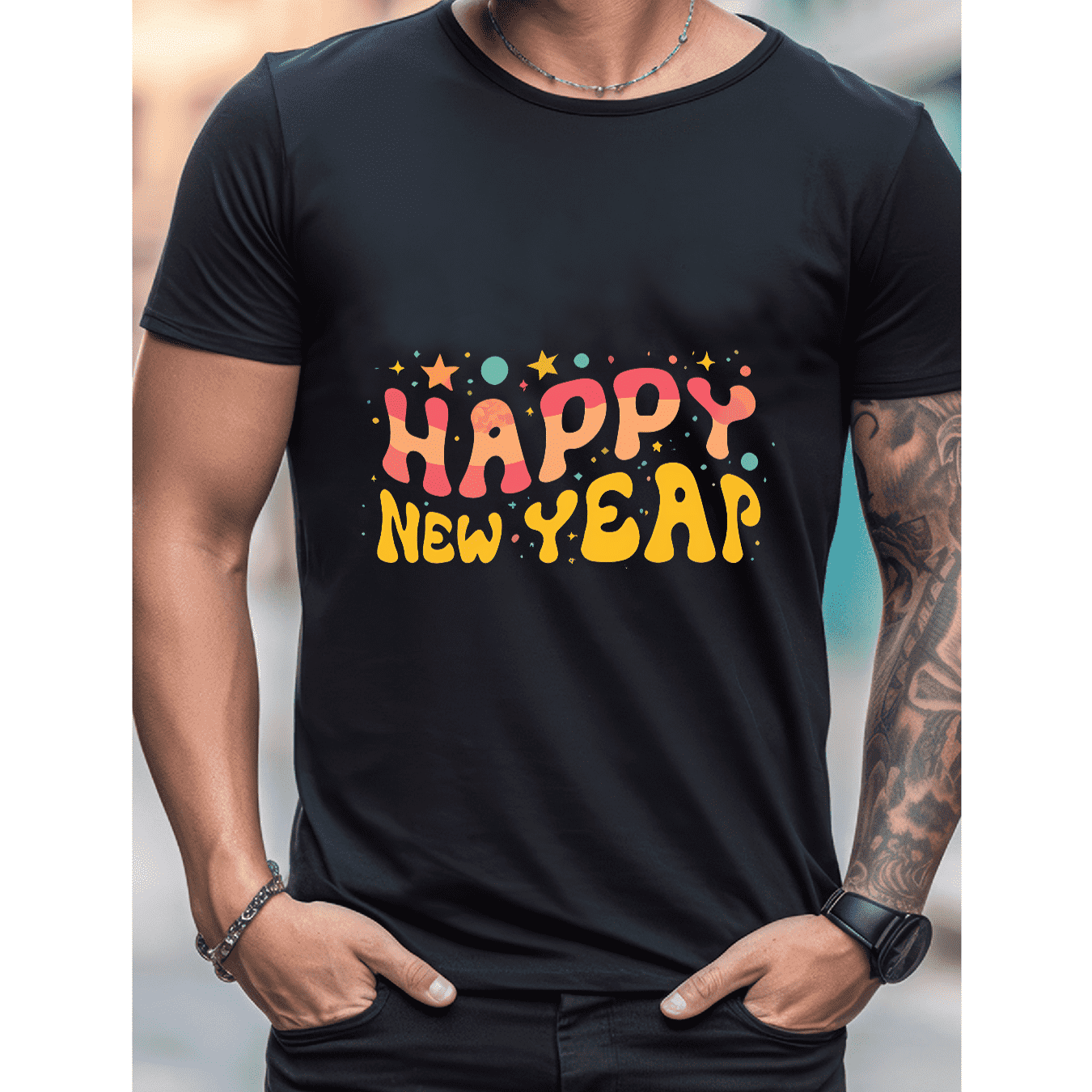 2025 New Year Cotton T-Shirt for Men - Stylish & Comfortable Short Sleeve Tee for All Seasons