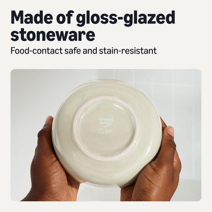 Basics Glazed Stoneware Bowls, 4-Piece Set, Microwave and Dishwasher-Safe, 5.5 in., Ivory