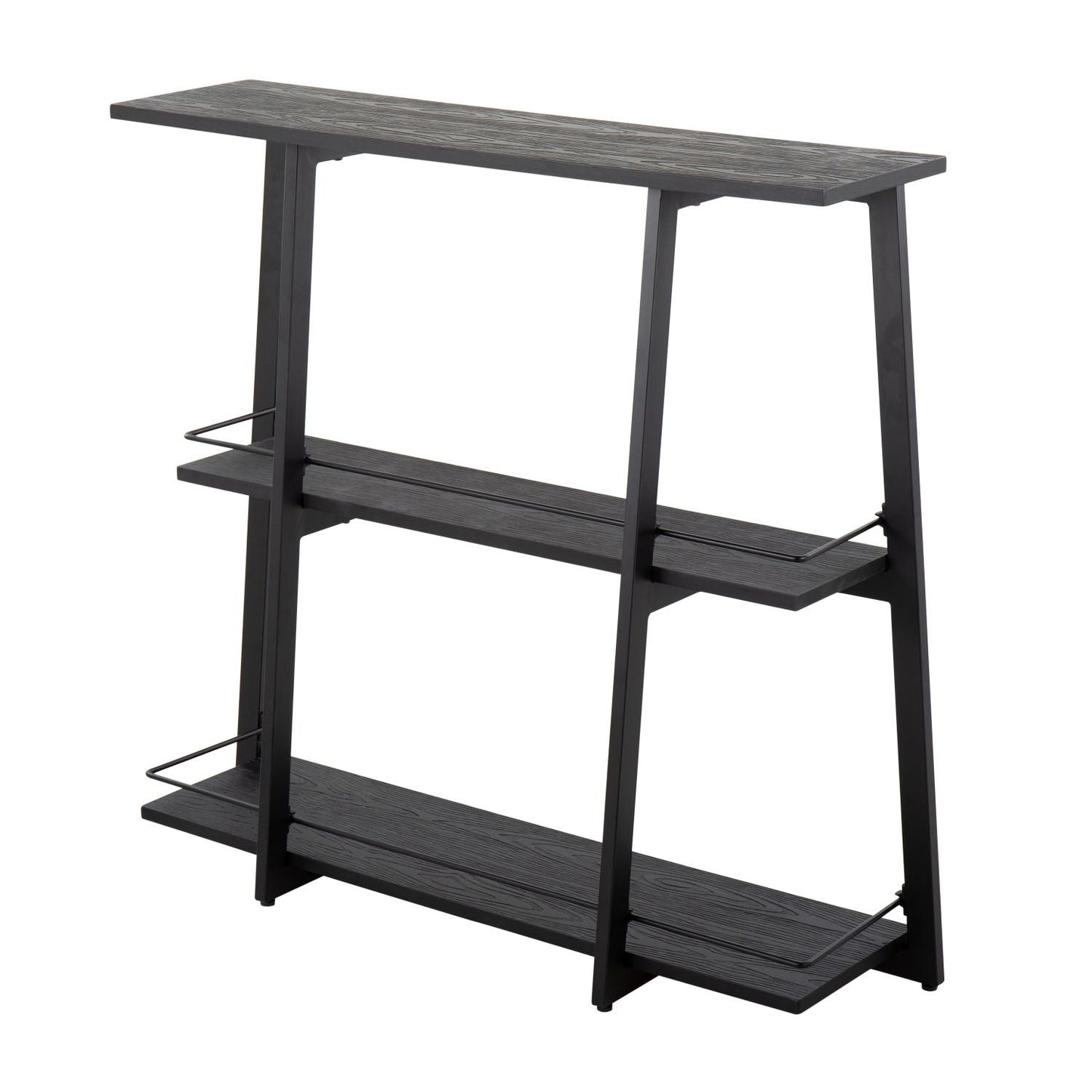 Converge Industrial Bookcase in Black Steel and Black Bamboo by