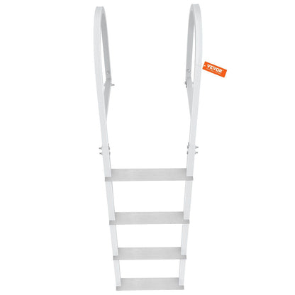 VEVOR Dock Ladder, Removable 4 Steps, 500 lbs Load Capacity, Aluminum Alloy Pontoon Boat Ladder with 3.1'' Wide Step & Nonslip Rubber Mat, Easy to Install for Ship/Lake/Pool/Marine Boarding