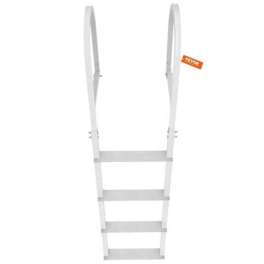 VEVOR Dock Ladder, Removable 4 Steps, 500 lbs Load Capacity, Aluminum Alloy Pontoon Boat Ladder with 3.1'' Wide Step & Nonslip Rubber Mat, Easy to Install for Ship/Lake/Pool/Marine Boarding