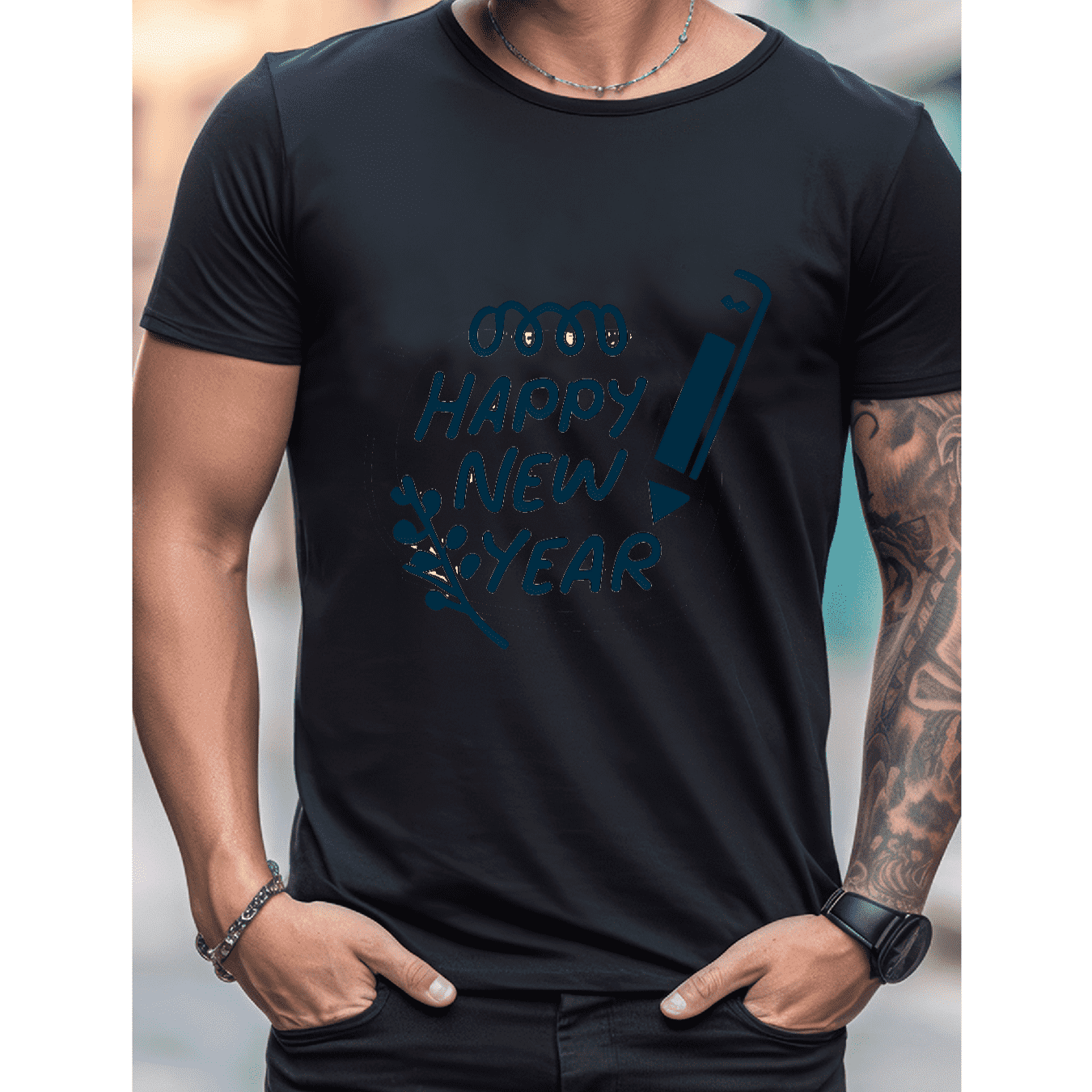 2025 New Year Cotton T-Shirt for Men - Stylish & Comfortable Short Sleeve Tee for All Seasons