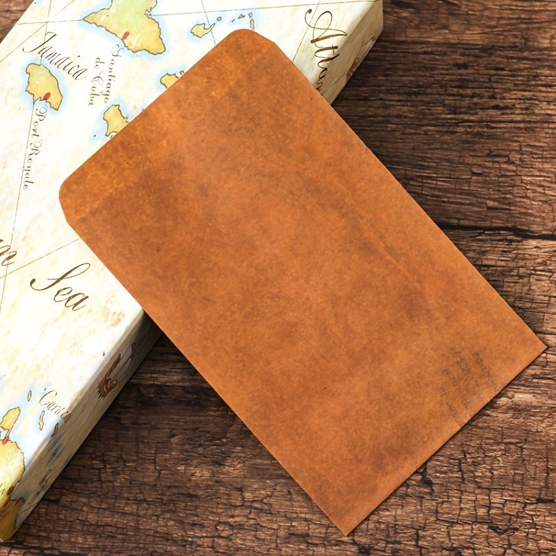 20pcs Retro Distressed Color Fire Paint Kraft Paper Envelope Postcard Storage Bag Paper Bag