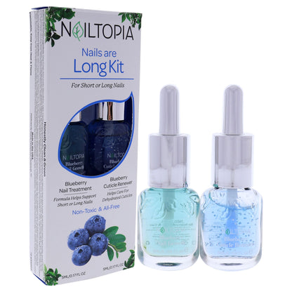Nailtopia Long Nails Essential Duo: Blueberry Infusion Treatment & Cuticle Renewer Kit - 2 Pack for Healthy Nails