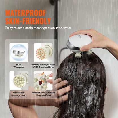 Rechargeable VEVOR Electric Scalp Massager with Heat - Waterproof Head Massager for Hair Growth & Stress Relief