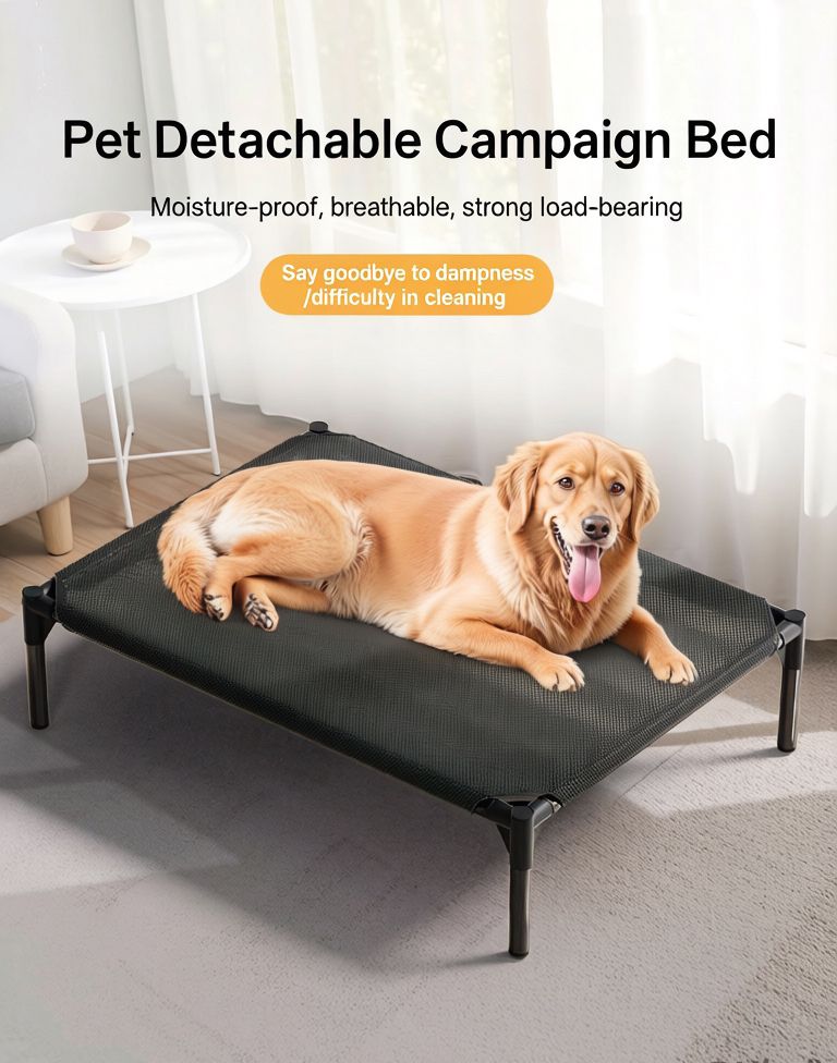 Pet Bed, No Assembly Required, Foldable, Portable, Waterproof & Moisture-Proof, Breathable & Antibacterial, All-Season Sleeping Mat for Cats and Dogs, Indoor & Outdoor Use