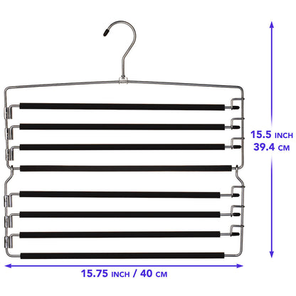Metal Hanger Space Saving for Closet Organization | Heavy Duty Foam Padding, Non-Slip & Removable Trouser Bar for Convenient Functionality