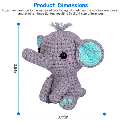 2 Lovely Elephants Crochet Kit Crochet Kit for Beginners DIY Knitting Supplies for Kids Adults 2 Types of Elephants