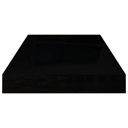 Wall Shelf Set of 2 High gloss black Honeycomb MDF, metal