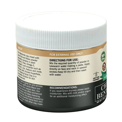 Chia & Maca Bentonite Clay Natural Face Mask Powder, 1 Pound (454gm) Jar by Pride Of India