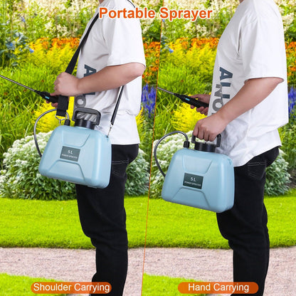 5L/1.3Gallon Electric Plant Sprayer Telescopic Rechargeable Garden Sprayer Automatic Handheld Sprayer with 3 Spray Spouts Shoulder Strap for Cleaning Sterilization