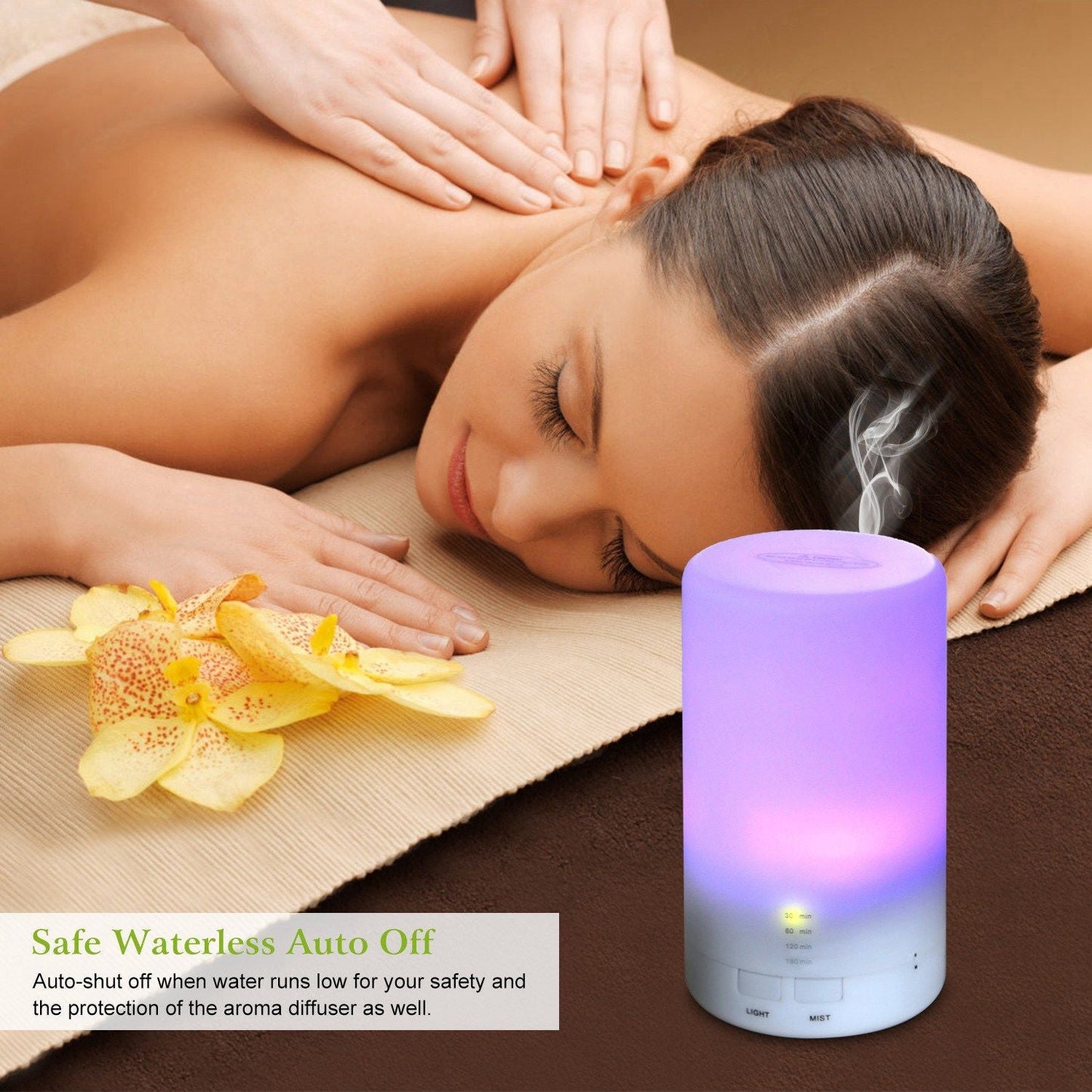 Ultrasonic Cool Mist Humidifier Mini Aroma Essential Oil Diffuser with Colorful Lights 4 Timer Settings