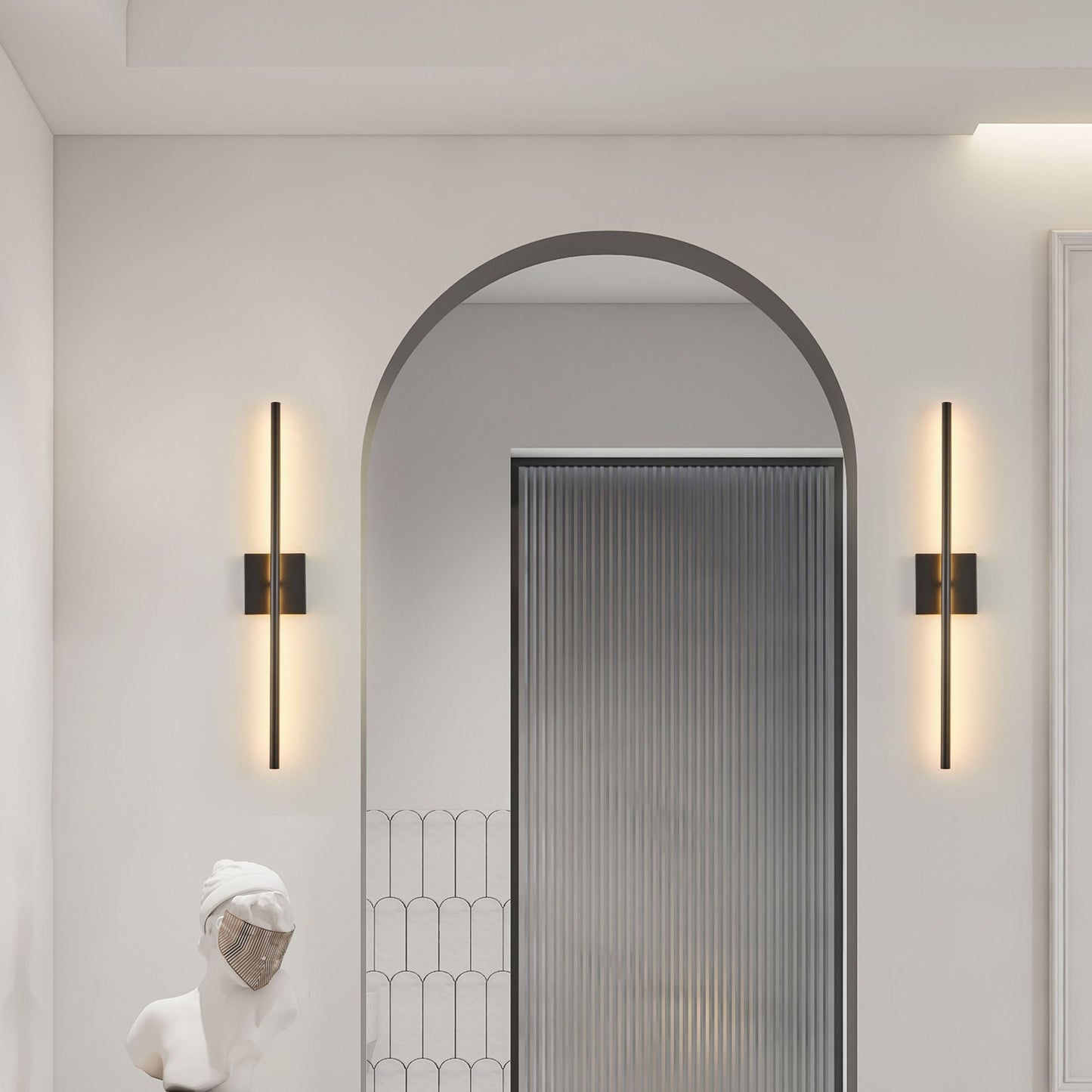 28" 2-Pack Modern LED Wall Sconce, Minimalist Indoor Wall Light Fixtures, Black Matte Finish for Living Room, Bedroom, Hallway, Hotel, and Home Decor