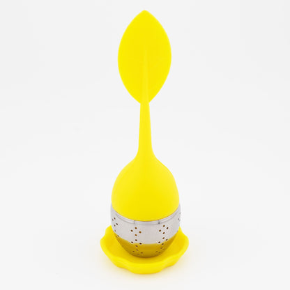 1pc Tea Infuser Silicone Handle Stainless Steel Strainer Drip Tray Included - Loose Tea Steeper - Best Tea Infuser For Loose Leaf Or Herbal Tea