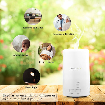 Ultrasonic Cool Mist Humidifier Mini Aroma Essential Oil Diffuser with Colorful Lights 4 Timer Settings