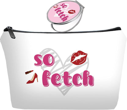 Personalized funny so fetch Travel Makeup Cosmetic Bag set with Mirror for women girls,So Fetch Themed Makeup Bag organizer kit for Travel & Daily Use,so fetch Gifts for Women Mom Girls