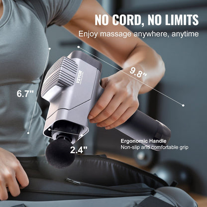 VEVOR Deep Tissue Percussion Massage Gun - 8 Speeds & 6 Heads for Athletes, Portable Handheld Massager for Pain Relief & Muscle Recovery