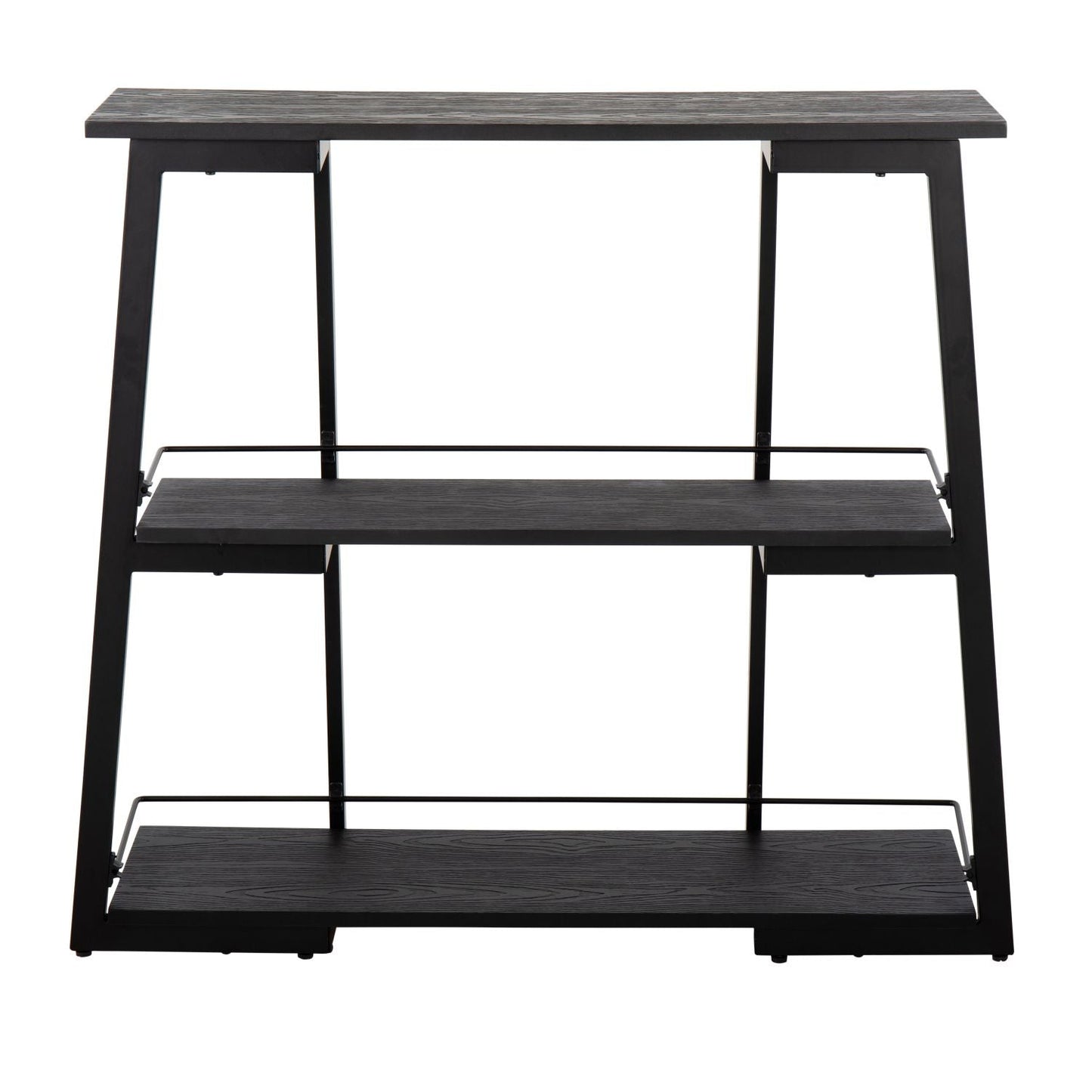 Converge Industrial Bookcase in Black Steel and Black Bamboo by
