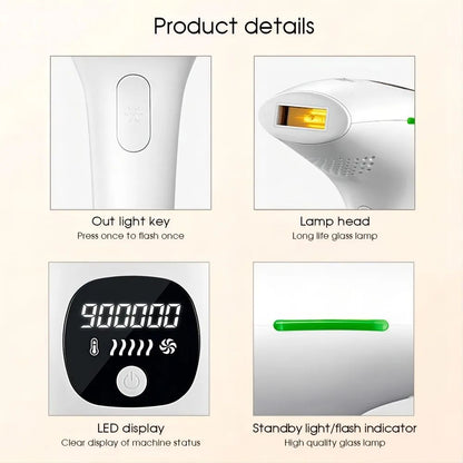IPL Laser Hair Removal Device - 900,000 Flashes for Smooth Skin on Legs, Arms, and Bikini Line