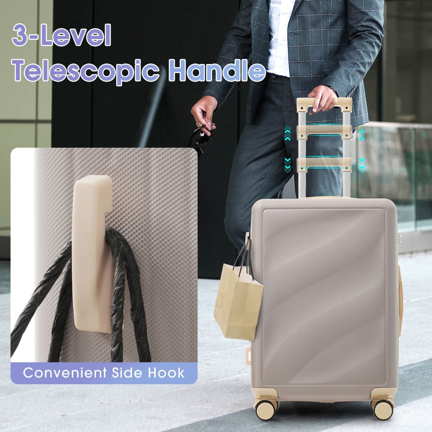 Luggage Set 3 Piece, Lightweight Durable ABS Suitcases with Spinner Wheels and TSA Lock, Carry-on & Checked Travel Luggage (20"/24"/28")