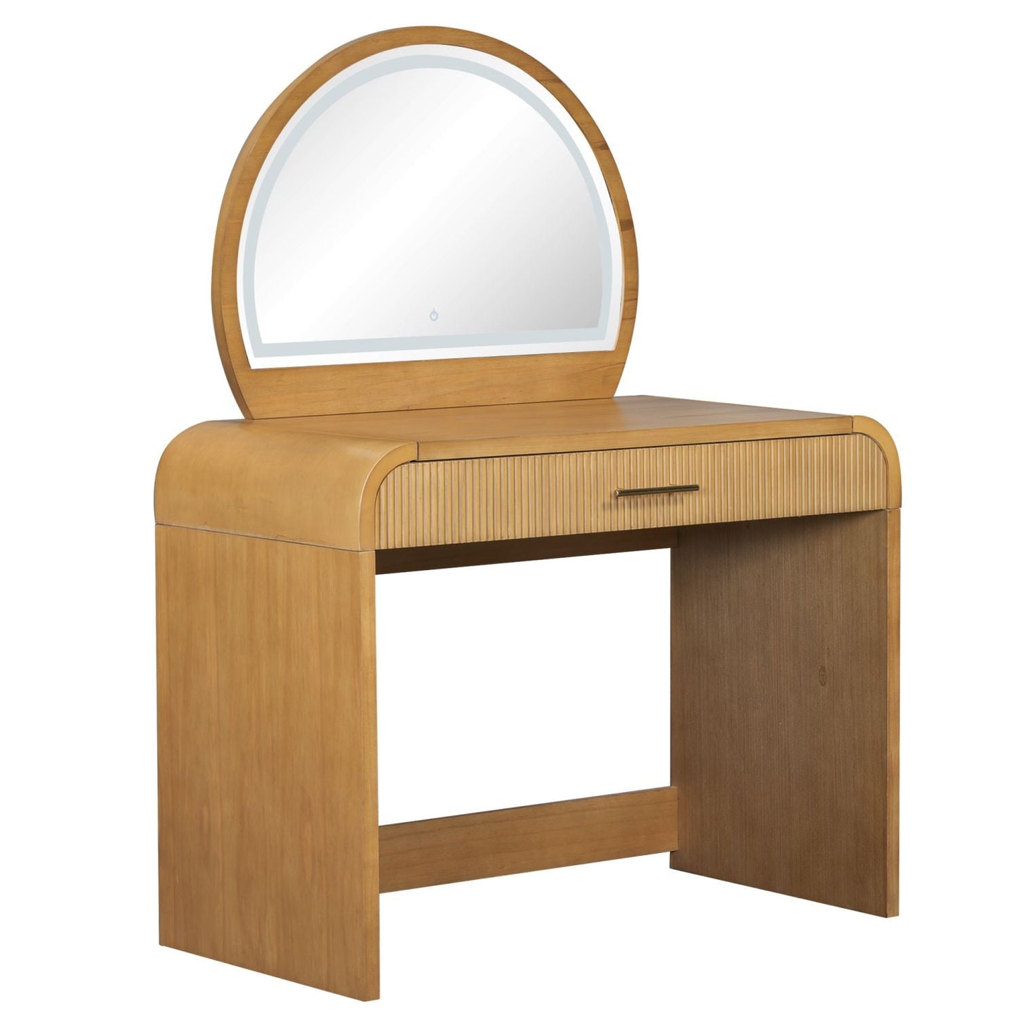 39" Makeup Vanity Table with Mirror Touch Screen Lighted Mirror, Dressing Table with Drawer for Bedroom, Natural