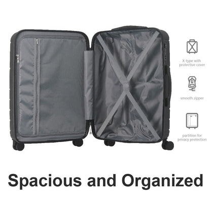Luggage Sets ABS Hardshell 3pcs Luggage, Lightweight Durable Suitcase sets Spinner Wheels Suitcase with TSA Lock 20''24''28'' Available(Black)