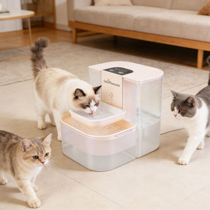 Smart Pet Water Fountain Automatic Cat Water Dispenser 4.5L Cordless Rechargeable Dog Water Fountain Self-Refill with 3 Adjustable Volume 3 Time Intervals Remote Control Cleaning Brush