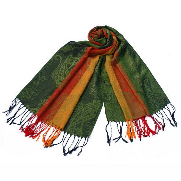 Blancho Bedding -Pa-a82-6 Multi-Colors Rose & Paisley National Style Exquisite Soft Tassel Ends Pashmina/Shawl/Scarf