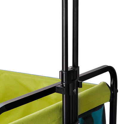 (FedEx pickup only) Collapsible Folding Wagon Utility Outdoor Camping Garden Cart with Adjustable Handle (Blue)