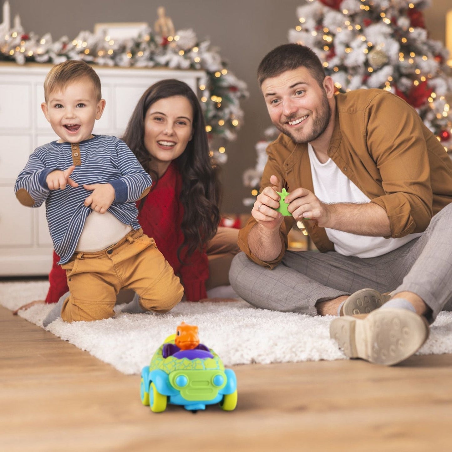 2Pack Dinosaur Remote Control Cars for Toddlers Rechargeable RC Cars with Light Music Birthday Gift For Boys Girls Aged 3 4 5 6 Years Old
