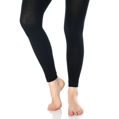Black Thermal Leggings for Women Microfiber Soft Stretchy Full Winter Warm Tight Leggings