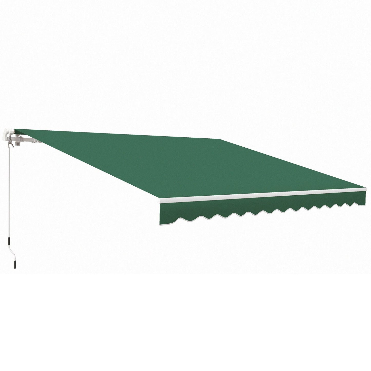 Outsunny 12x10 Manual Retractable Patio Awning, Adjustable Outdoor Sunshade Shelter for Patio, Balcony, Yard, Green