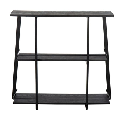 Converge Industrial Bookcase in Black Steel and Black Bamboo by