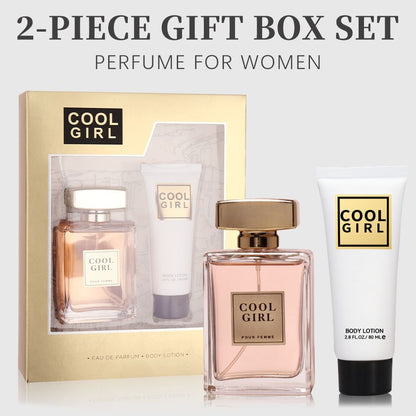 2-piece set, women's perfume spray and body lotion gift box, lasting fragrance, aldehydes, jasmine, ylang, orange blossom, bergamot, lemon flavor, very suitable for holiday gifts, dates, parties