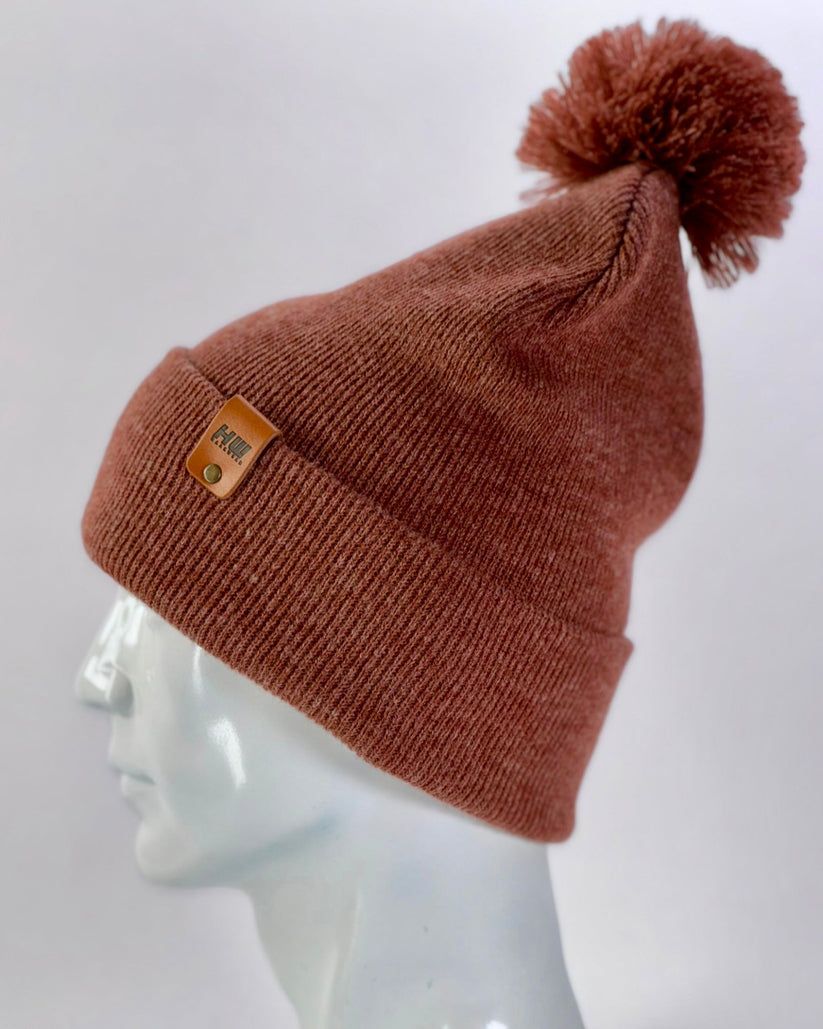HAAKWEAR Pom Pom Beanie - Made in USA - Rusty Burgundy