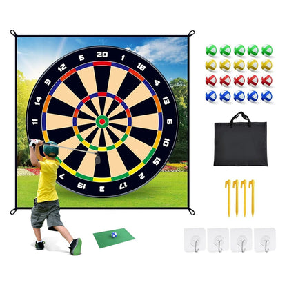 Golf Chipping Dart Game Mat Set With 20 Sticky Balls Ground Stakes Hanging Hooks Carrying Bag Indoor Outdoor Golf Hitting Training Game Mat For Kids Beginners