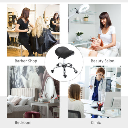 Adjustable Elegance: Hydraulic Salon Stool, Rolling Swivel Saddle Chair, PU Leather Beauty Seat for Spa, Black Finish
