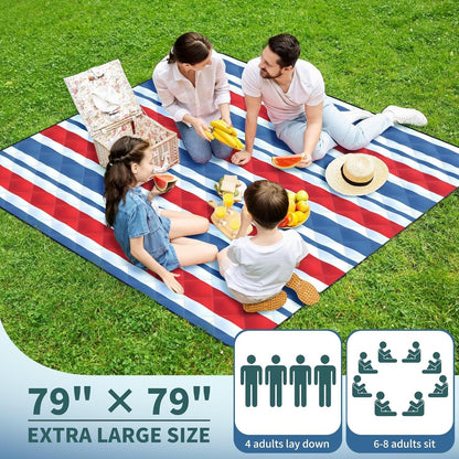 (2025 Upgrade) Extra Large Waterproof Picnic Blankets | Foldable Sandproof Beach Blanket N Outdoor Blanket | 5-Layer Machine Washable Soft Picnic Mat for Camping, Grass, Park N Stadium