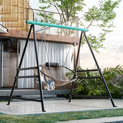 Metal Swing Stand Swing Sets for Backyard,Powder Coated Swing Frame of Swing Set with Extra Side Bars,880 Lbs Heavy-Duty A-Frame Outdoor Swing Fits Swing Chair,Porch Swing