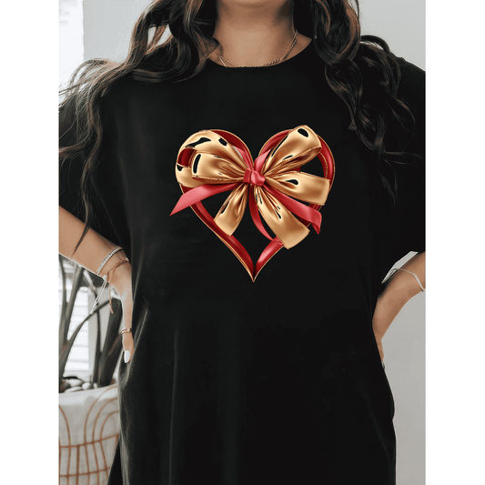 Casual Women's Cotton T-Shirt with Bow Detail - Trendy and Comfortable for Every Season